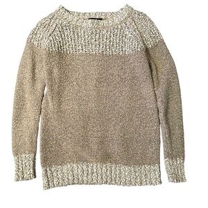 Fate Women’s Small Chunky Knit Pullover Sweater Tan Long Sleeve